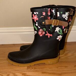 Western Chief Black Floral Women's Rain Boots